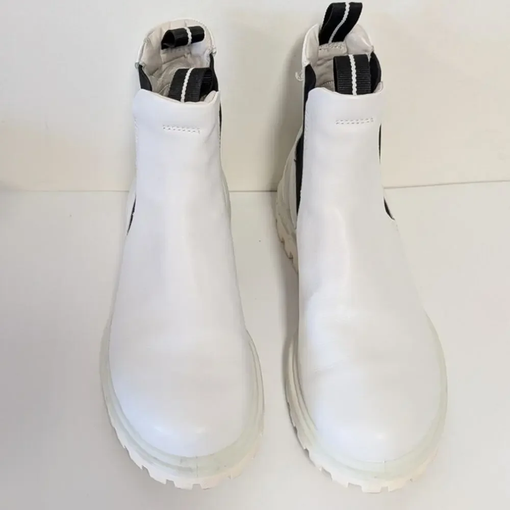 Ecco Tredtray W Leather Ankle Boots Womens EU40/US9-9.5 Ecru/Gray/White